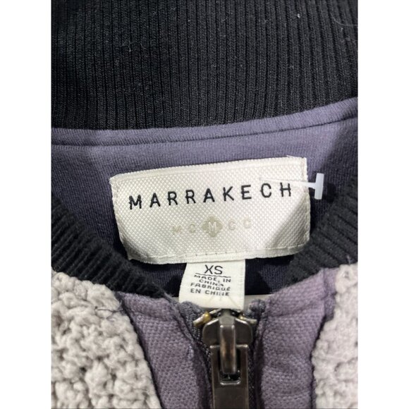 Marrakech Sherpa Bomber Jacket Gray Black Trim Zipper‎ Pockets Womens XS - Picture 4 of 8